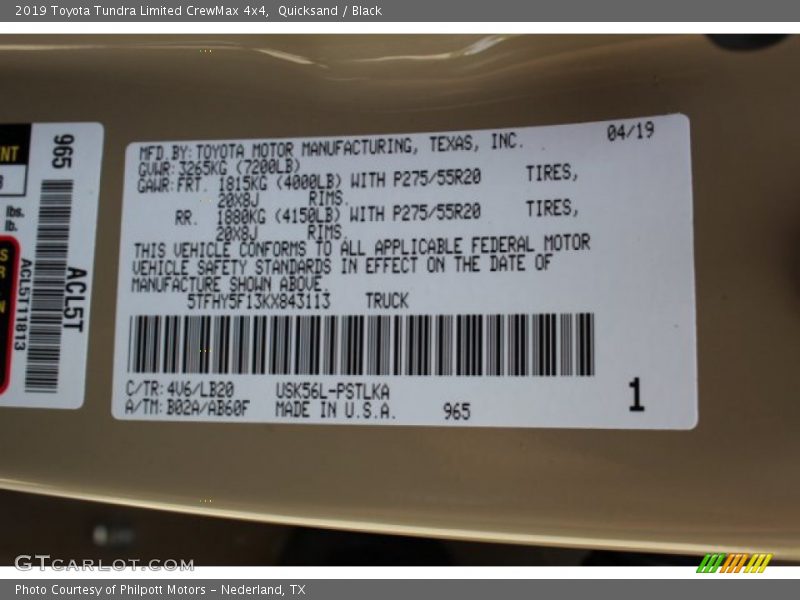 Quicksand / Black 2019 Toyota Tundra Limited CrewMax 4x4