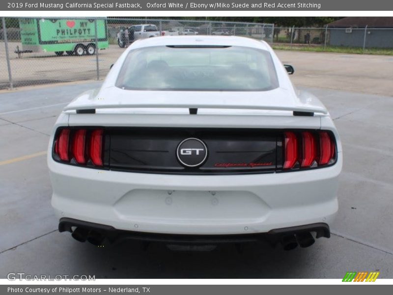 Oxford White / Ebony w/Miko Suede and Red Accent Stitching 2019 Ford Mustang California Special Fastback