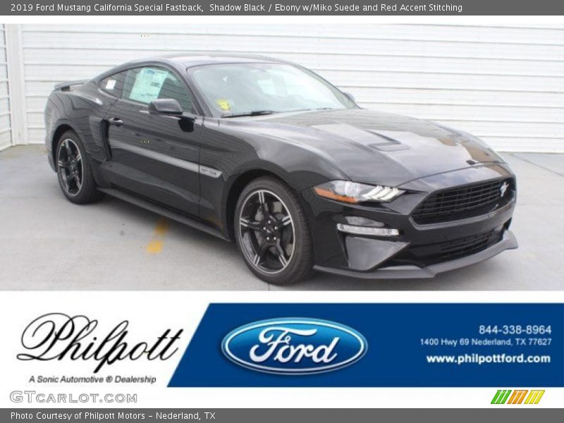 Shadow Black / Ebony w/Miko Suede and Red Accent Stitching 2019 Ford Mustang California Special Fastback