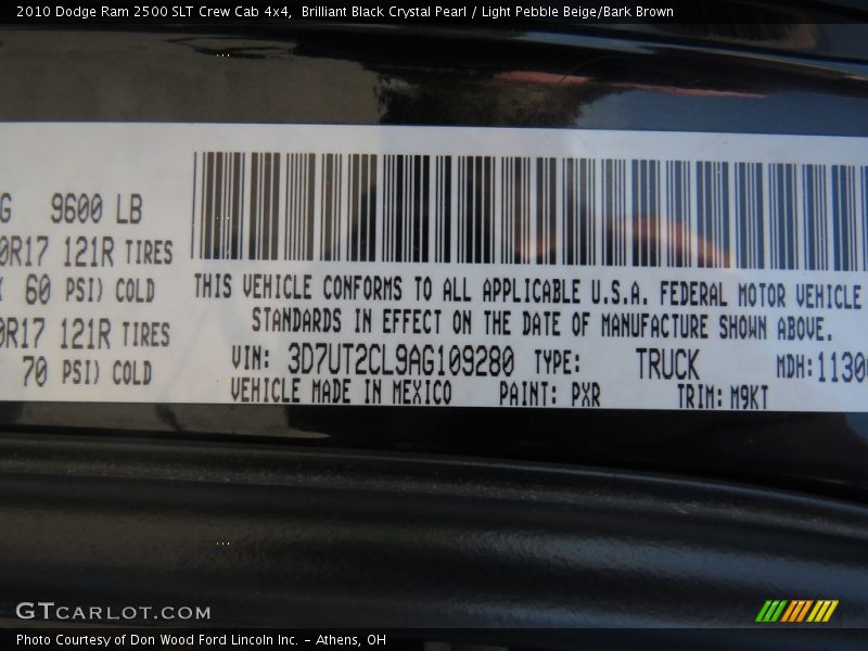 Brilliant Black Crystal Pearl / Light Pebble Beige/Bark Brown 2010 Dodge Ram 2500 SLT Crew Cab 4x4