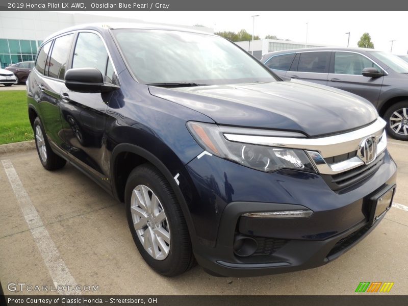 Obsidian Blue Pearl / Gray 2019 Honda Pilot LX AWD