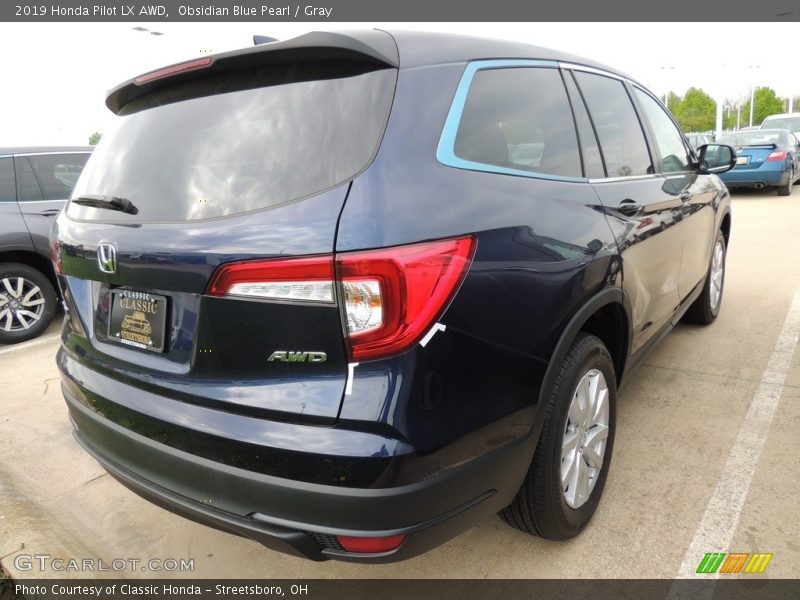 Obsidian Blue Pearl / Gray 2019 Honda Pilot LX AWD