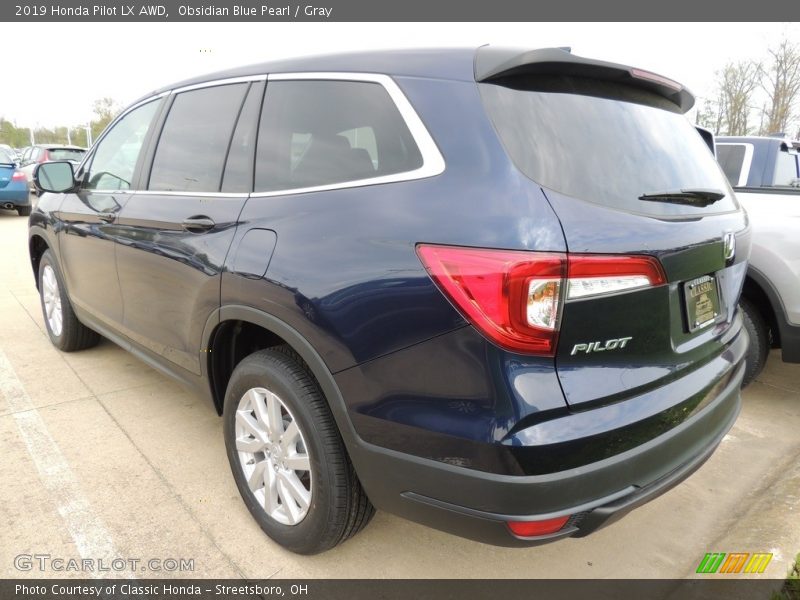 Obsidian Blue Pearl / Gray 2019 Honda Pilot LX AWD