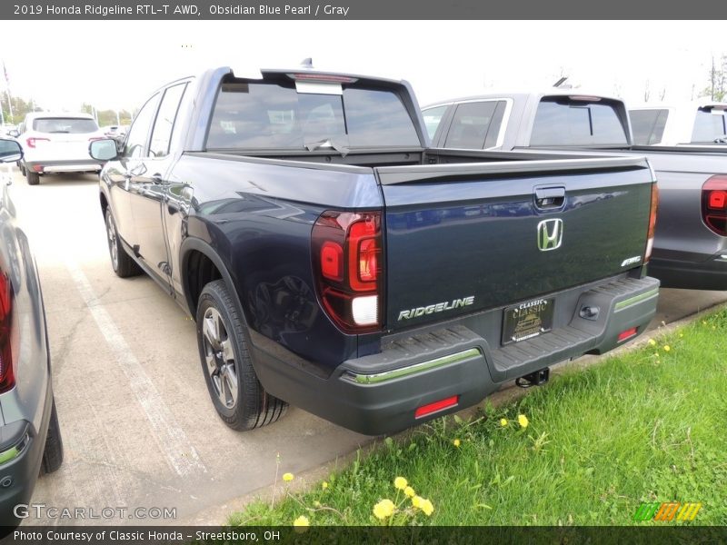 Obsidian Blue Pearl / Gray 2019 Honda Ridgeline RTL-T AWD