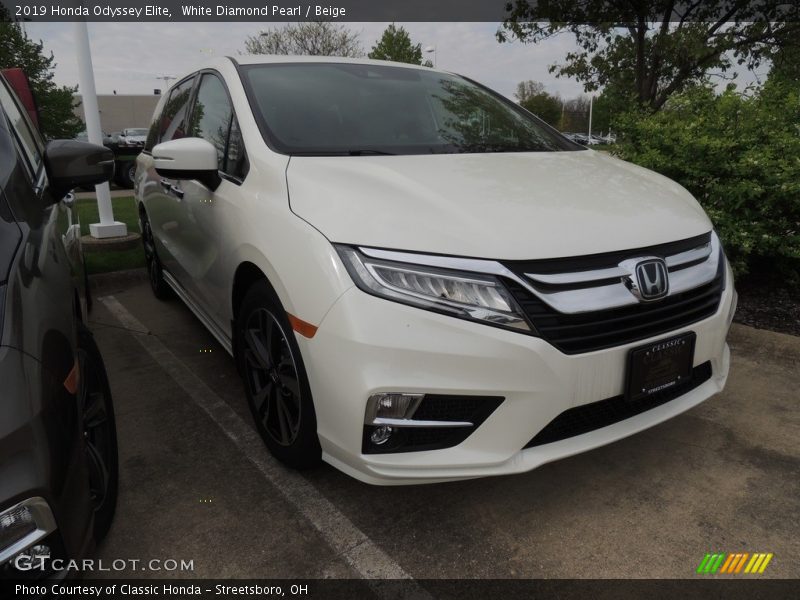 White Diamond Pearl / Beige 2019 Honda Odyssey Elite