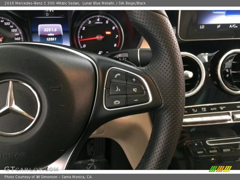 Lunar Blue Metallic / Silk Beige/Black 2016 Mercedes-Benz C 300 4Matic Sedan