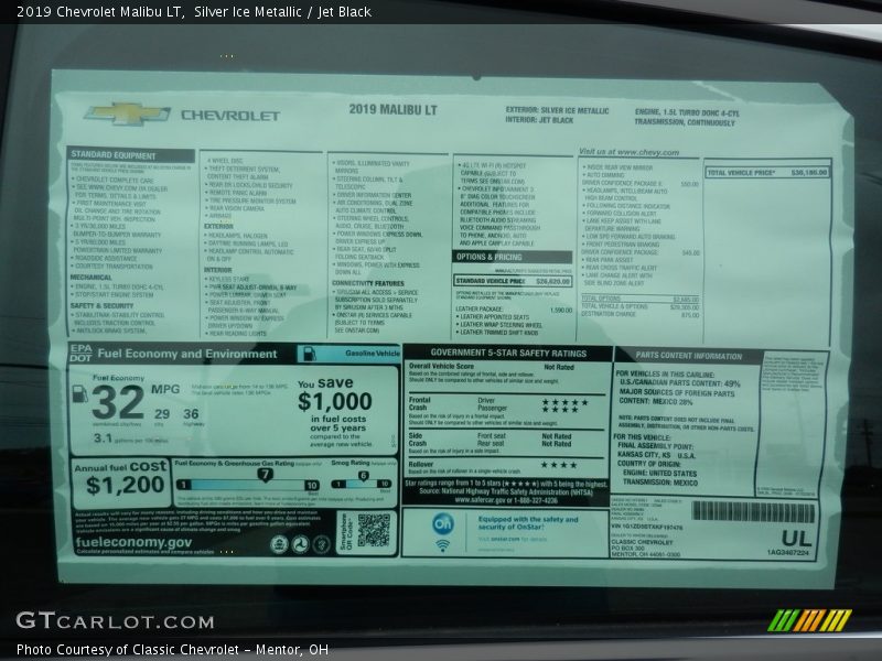Silver Ice Metallic / Jet Black 2019 Chevrolet Malibu LT