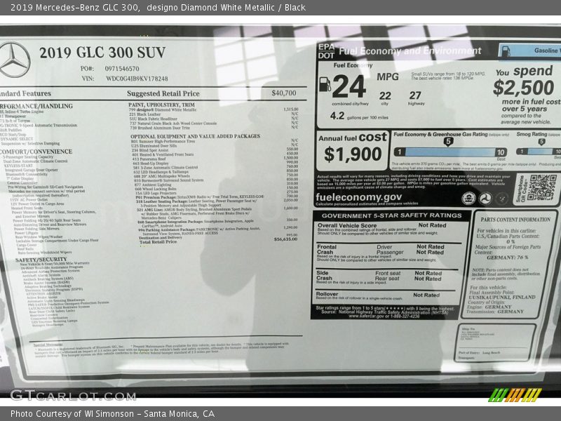 designo Diamond White Metallic / Black 2019 Mercedes-Benz GLC 300