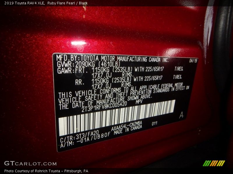 Ruby Flare Pearl / Black 2019 Toyota RAV4 XLE