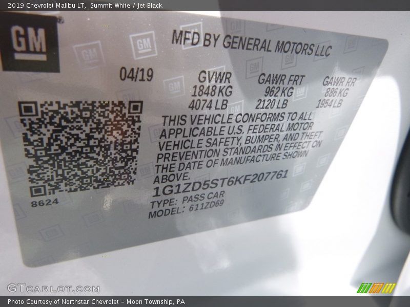 Summit White / Jet Black 2019 Chevrolet Malibu LT