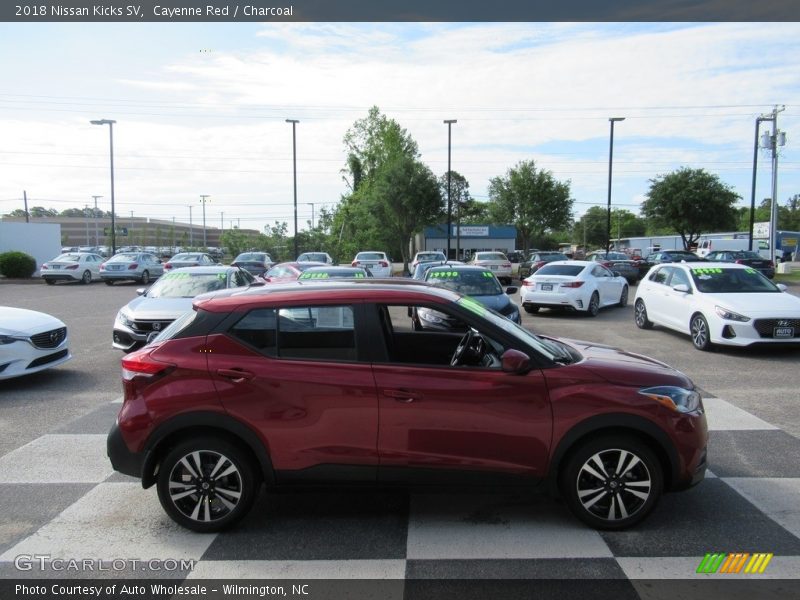 Cayenne Red / Charcoal 2018 Nissan Kicks SV