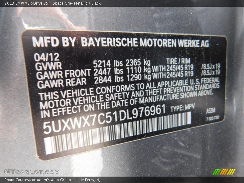 Space Gray Metallic / Black 2013 BMW X3 xDrive 35i