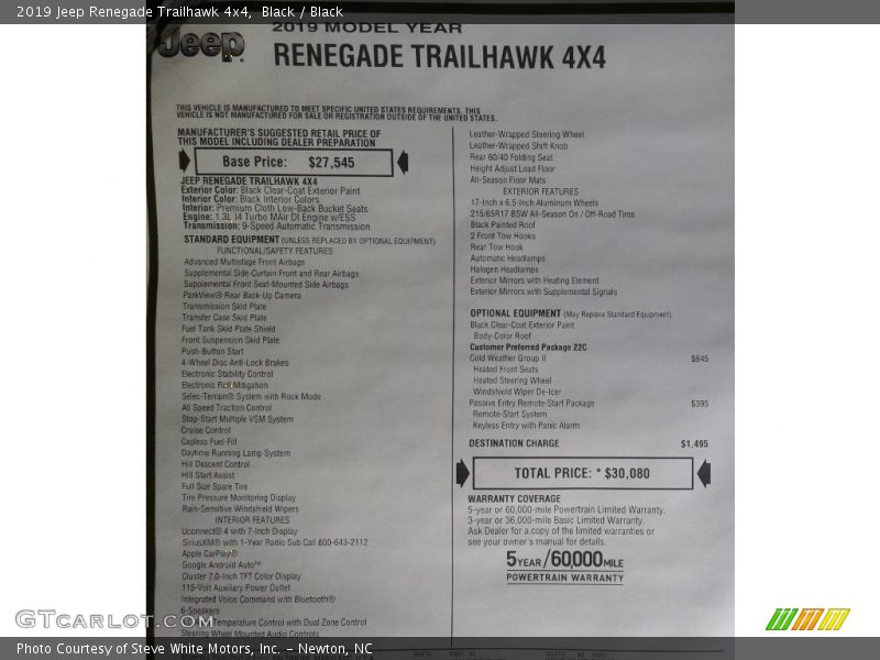Black / Black 2019 Jeep Renegade Trailhawk 4x4