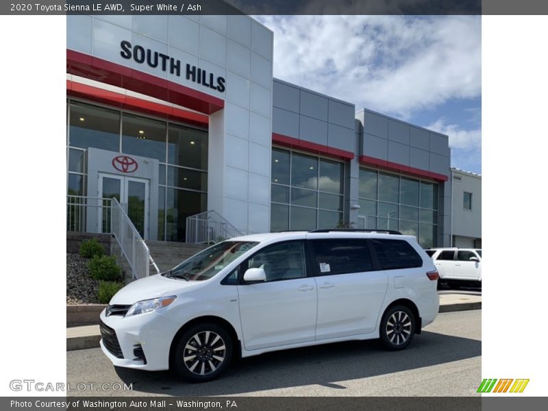Super White / Ash 2020 Toyota Sienna LE AWD