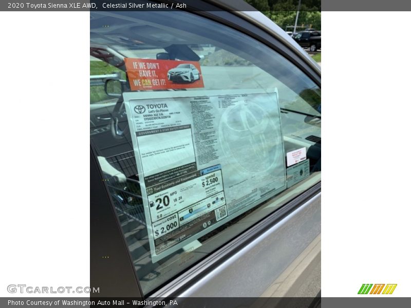 Celestial Silver Metallic / Ash 2020 Toyota Sienna XLE AWD