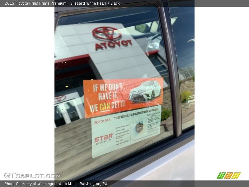 Blizzard White Pearl / Black 2019 Toyota Prius Prime Premium