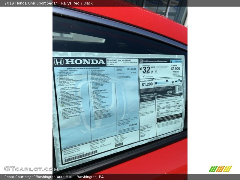 Rallye Red / Black 2019 Honda Civic Sport Sedan