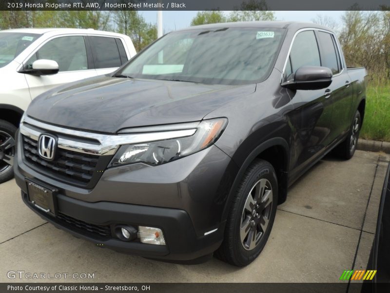 Modern Steel Metallic / Black 2019 Honda Ridgeline RTL AWD