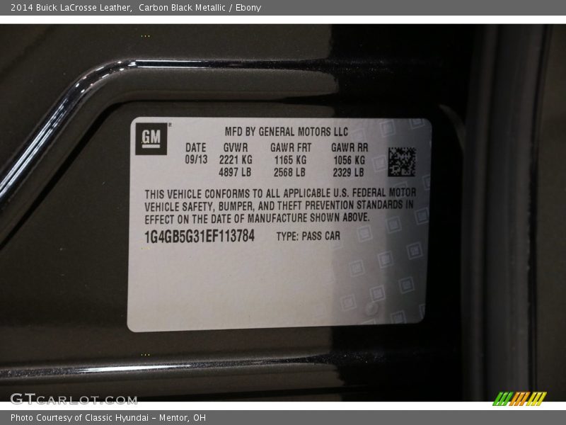 Carbon Black Metallic / Ebony 2014 Buick LaCrosse Leather