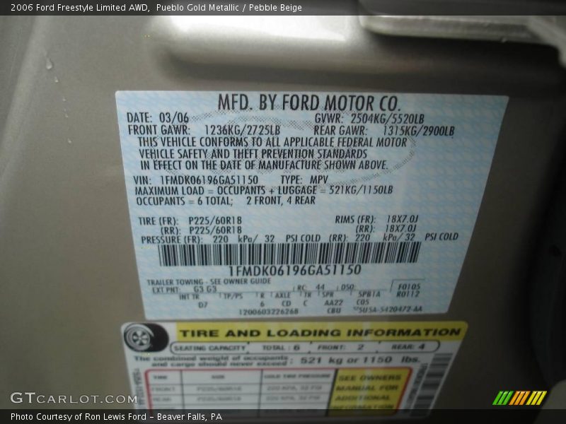 Pueblo Gold Metallic / Pebble Beige 2006 Ford Freestyle Limited AWD