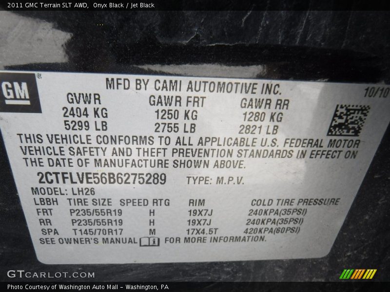 Onyx Black / Jet Black 2011 GMC Terrain SLT AWD