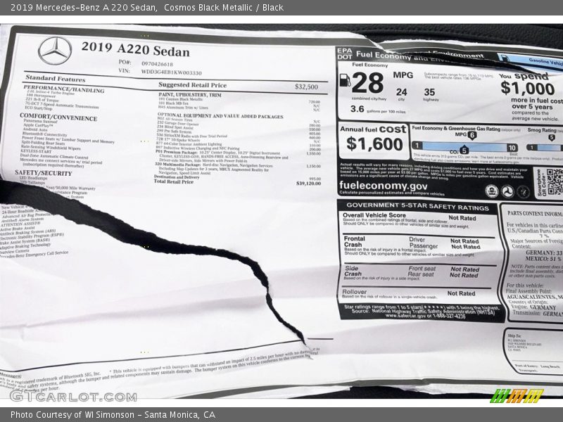 Cosmos Black Metallic / Black 2019 Mercedes-Benz A 220 Sedan