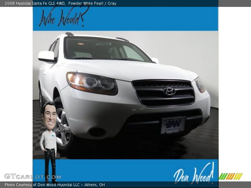 Powder White Pearl / Gray 2008 Hyundai Santa Fe GLS 4WD