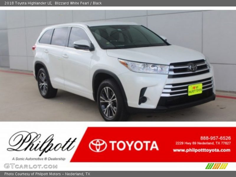 Blizzard White Pearl / Black 2018 Toyota Highlander LE