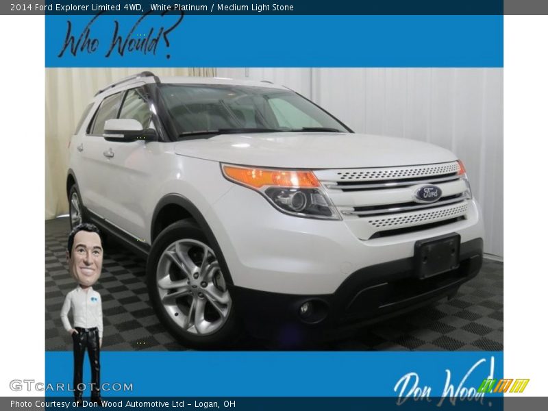 White Platinum / Medium Light Stone 2014 Ford Explorer Limited 4WD