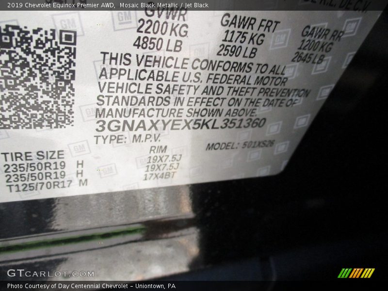 Mosaic Black Metallic / Jet Black 2019 Chevrolet Equinox Premier AWD