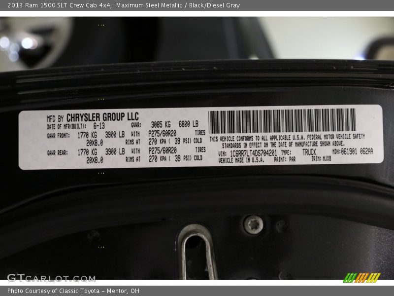 Maximum Steel Metallic / Black/Diesel Gray 2013 Ram 1500 SLT Crew Cab 4x4