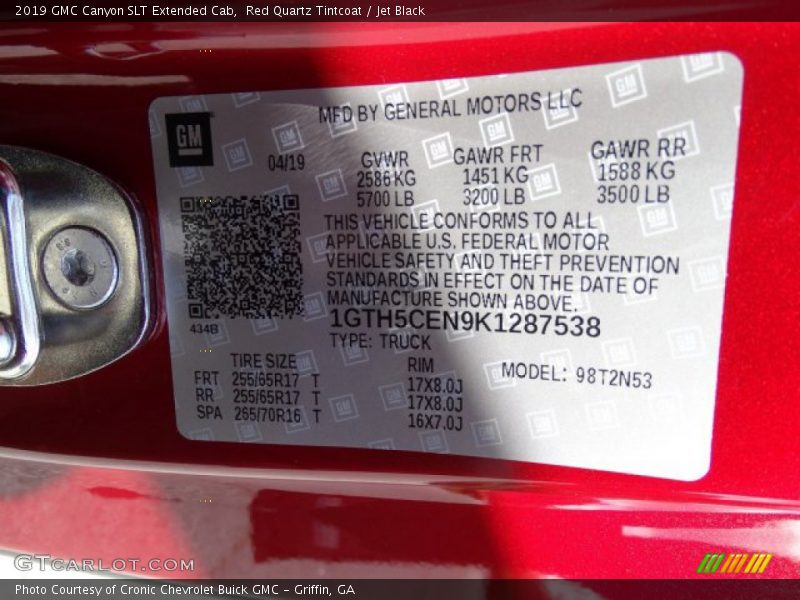 Red Quartz Tintcoat / Jet Black 2019 GMC Canyon SLT Extended Cab