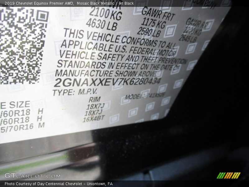 Mosaic Black Metallic / Jet Black 2019 Chevrolet Equinox Premier AWD