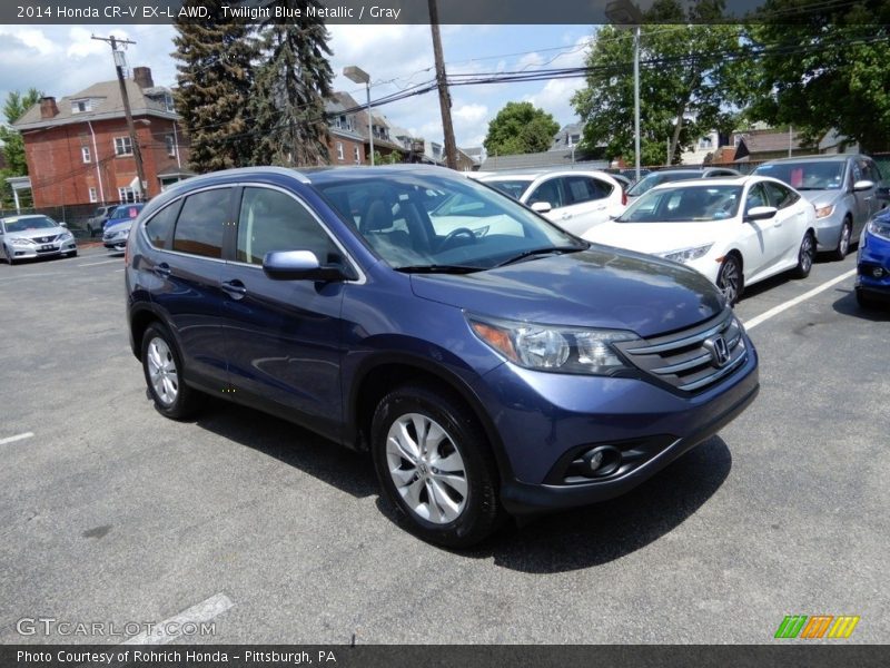 Twilight Blue Metallic / Gray 2014 Honda CR-V EX-L AWD
