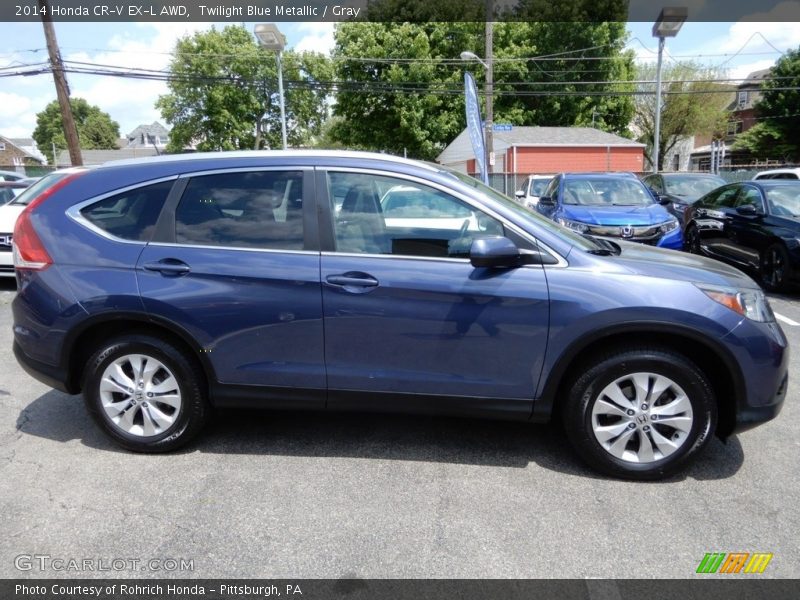 Twilight Blue Metallic / Gray 2014 Honda CR-V EX-L AWD