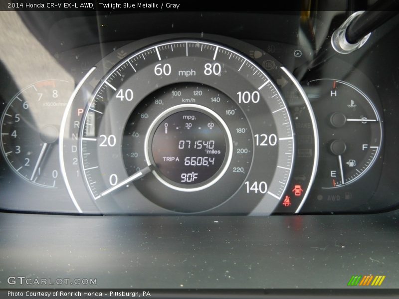 Twilight Blue Metallic / Gray 2014 Honda CR-V EX-L AWD