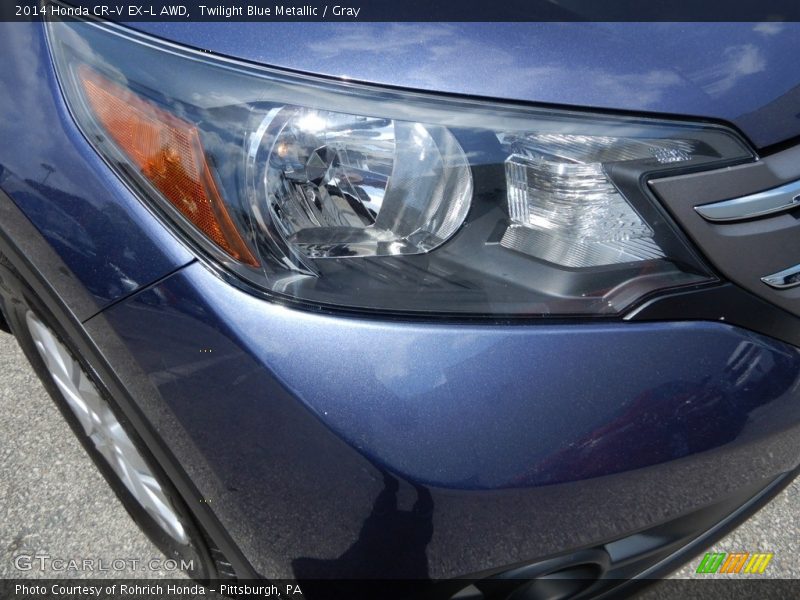 Twilight Blue Metallic / Gray 2014 Honda CR-V EX-L AWD