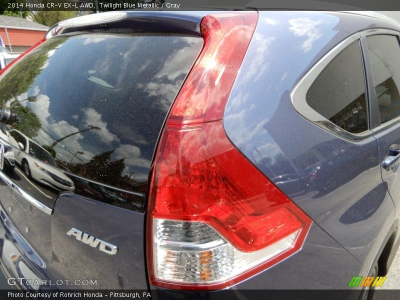Twilight Blue Metallic / Gray 2014 Honda CR-V EX-L AWD