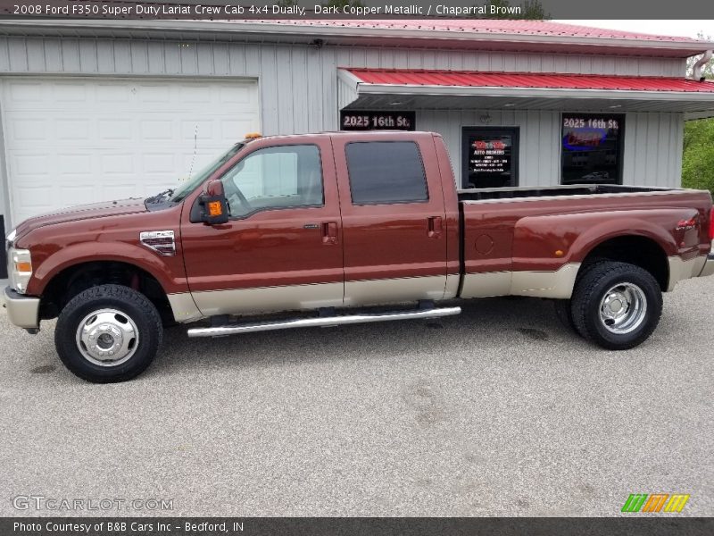 Dark Copper Metallic / Chaparral Brown 2008 Ford F350 Super Duty Lariat Crew Cab 4x4 Dually
