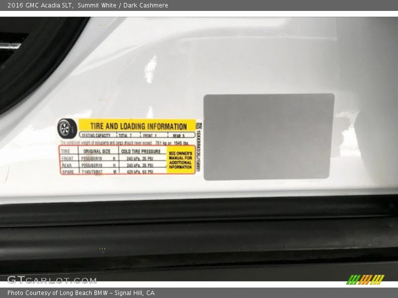 Summit White / Dark Cashmere 2016 GMC Acadia SLT