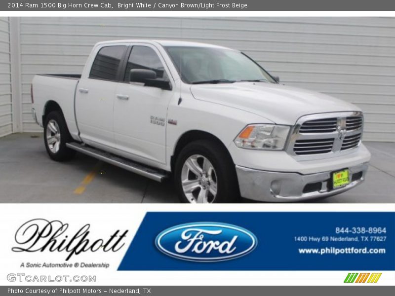 Bright White / Canyon Brown/Light Frost Beige 2014 Ram 1500 Big Horn Crew Cab