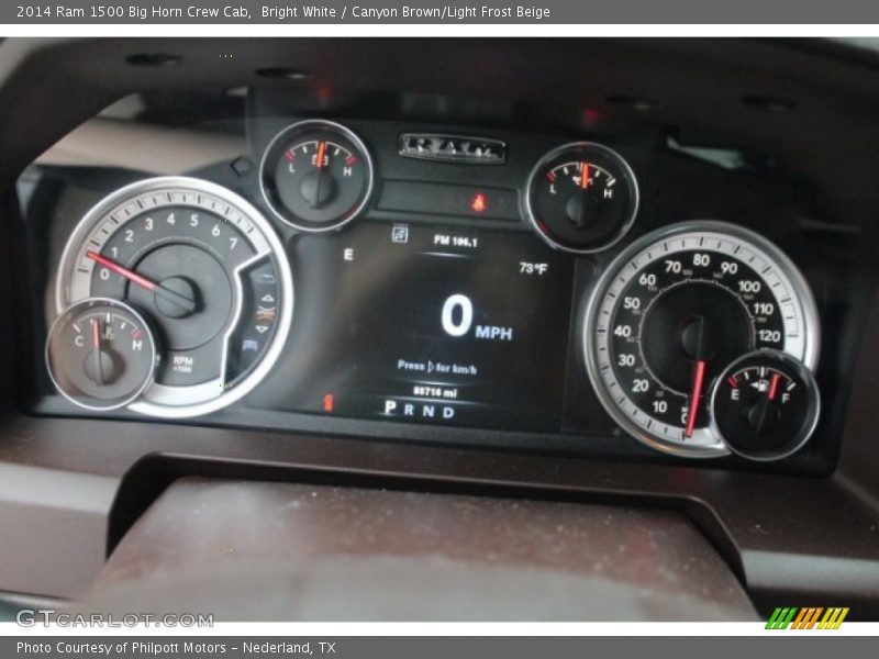 Bright White / Canyon Brown/Light Frost Beige 2014 Ram 1500 Big Horn Crew Cab