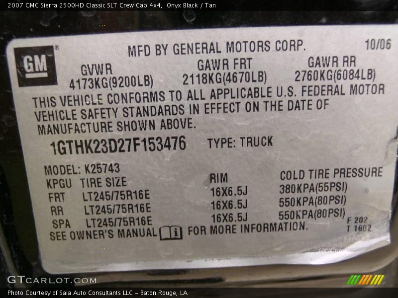 Onyx Black / Tan 2007 GMC Sierra 2500HD Classic SLT Crew Cab 4x4