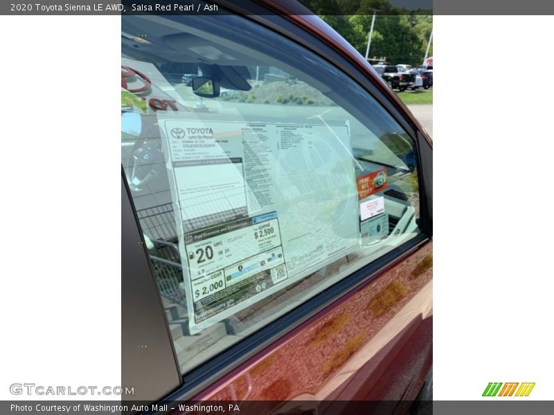 Salsa Red Pearl / Ash 2020 Toyota Sienna LE AWD