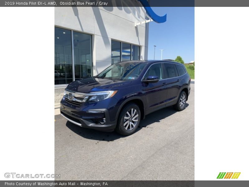 Obsidian Blue Pearl / Gray 2019 Honda Pilot EX-L AWD