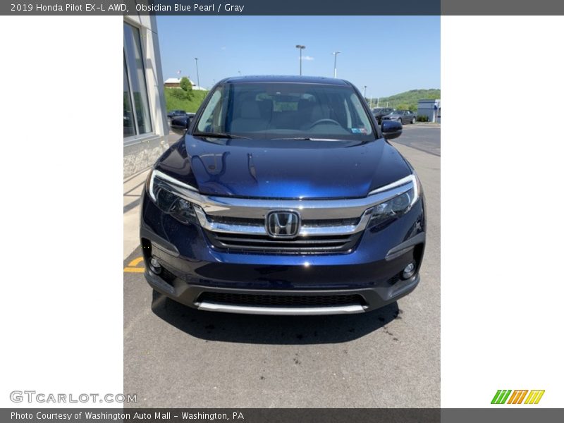 Obsidian Blue Pearl / Gray 2019 Honda Pilot EX-L AWD