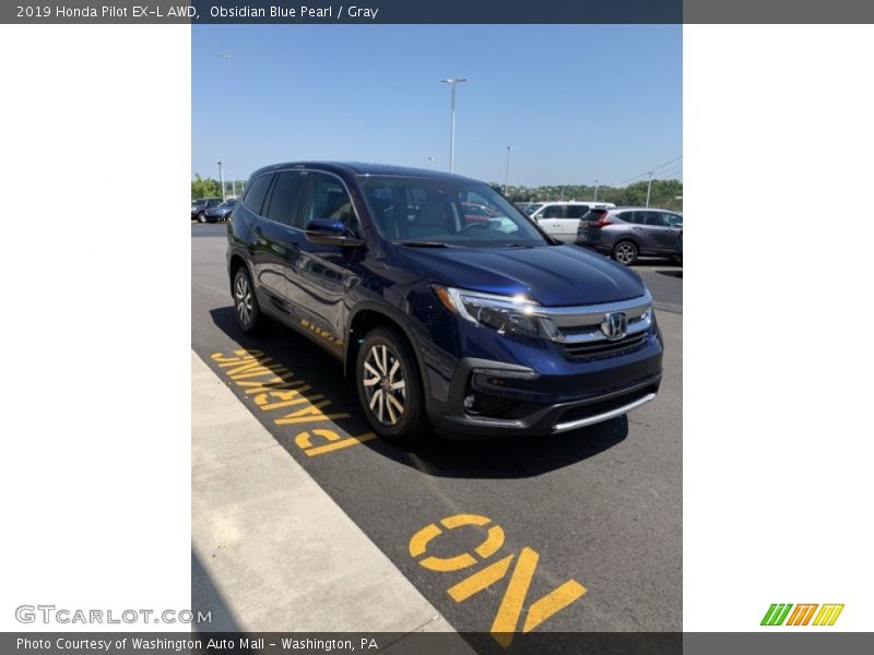 Obsidian Blue Pearl / Gray 2019 Honda Pilot EX-L AWD