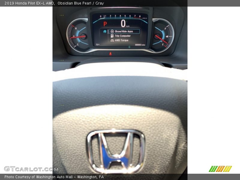 Obsidian Blue Pearl / Gray 2019 Honda Pilot EX-L AWD