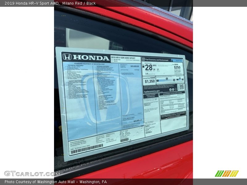 Milano Red / Black 2019 Honda HR-V Sport AWD