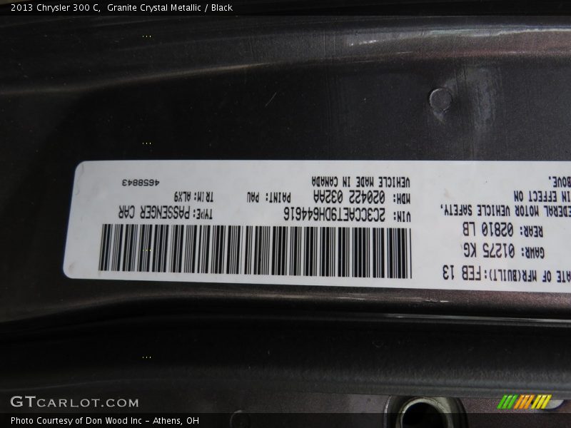 Granite Crystal Metallic / Black 2013 Chrysler 300 C